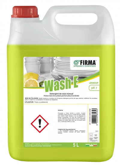 Detergenti profesionali - WASH E 5 KG DETERGENT CONCENTRAT PENTRU SPALAREA MANUALA A VESELEI, deterlife.ro
