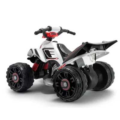 ATV electric pentru copii Injusa, licenta Mercedes, 12V, cu pedala de acceleratie, 2 ani+, Alb cu Negru