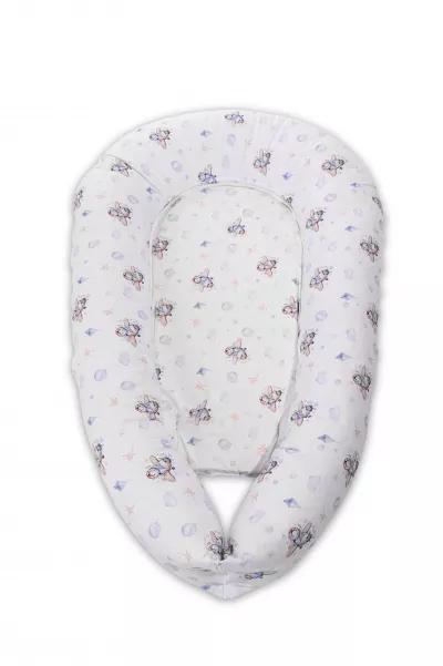 Perne si paturici - Baby Nest 3in1, 110x70x15 cm, husa bumbac ranforce, Planes Blue, bebelorelli.ro