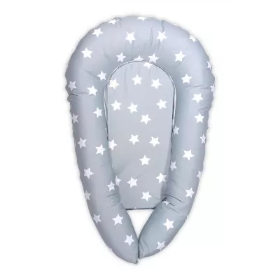 Perne si paturici - Baby Nest 3in1, 110x70x15 cm, husa bumbac ranforce, Stars Grey Mist, bebelorelli.ro