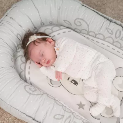 Perne si paturici - Baby Nest, 92 x 58 cm, bumbac ranforce, Little Bear Blue, bebelorelli.ro
