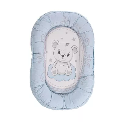 Baby Nest, 92 x 58 cm, bumbac ranforce, Little Bear Blue