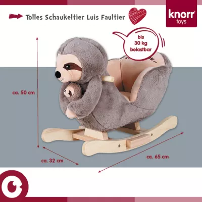 Balansoar din lemn pentru copii, Knorr Toys, include marioneta de mana din plus, 65x32x50 cm, pana la 30 kg, 18 Luni+, Lenesul Luis