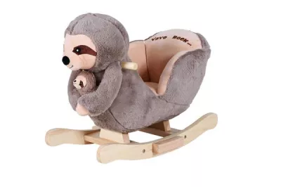 Balansoar din lemn pentru copii, Knorr Toys, include marioneta de mana din plus, 65x32x50 cm, pana la 30 kg, 18 Luni+, Lenesul Luis