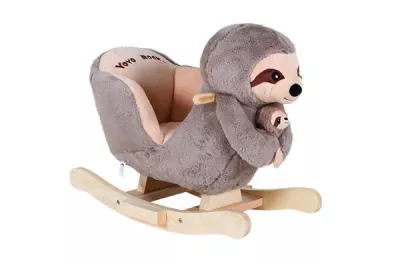 Balansoar din lemn pentru copii, Knorr Toys, include marioneta de mana din plus, 65x32x50 cm, pana la 30 kg, 18 Luni+, Lenesul Luis