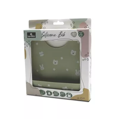 Bavete - Baveta din silicon cu buzunar frontal, reglabila, 6 luni+, Fresh Green, bebelorelli.ro