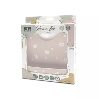 Bavete - Baveta din silicon cu buzunar frontal, reglabila, 6 luni+, Beige, bebelorelli.ro