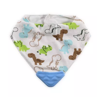Baveta tip bandana, cu jucarie dentitie, bumbac, Blue
