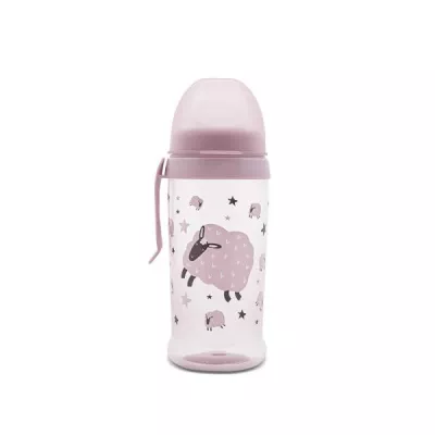 Biberoane, tetine si accesorii - Biberon anticurgere, cu clips si tetina lata, protejeaza gingiile, 6 luni+, 360 ml, My Friend, Mellow Rose, bebelorelli.ro