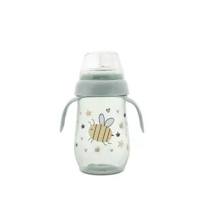 Biberon anticurgere cu toarte si gat larg, 6 luni+, 250 ml, My Friend, Iceberg Green