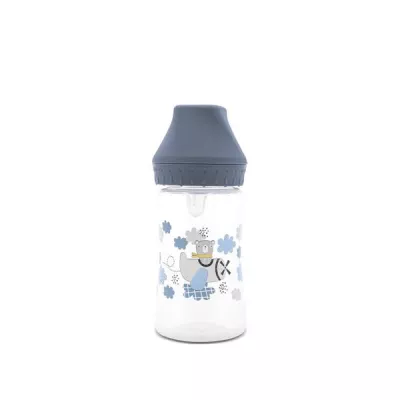 Biberoane - Biberon cu gat larg, tetina moale din silicon, 0 luni+, 250 ml, My Friend, Cameo Blue, bebelorelli.ro