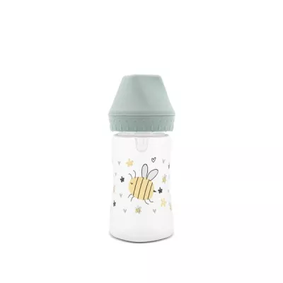 Biberoane, tetine si accesorii - Biberon cu gat larg, tetina moale din silicon, 0 luni+, 250 ml, My Friend, Iceberg Green, bebelorelli.ro