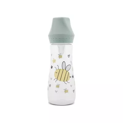 Biberoane, tetine si accesorii - Biberon cu tetina moale din silicon, 0 luni+, 250 ml, My Friend, Iceberg Green, bebelorelli.ro