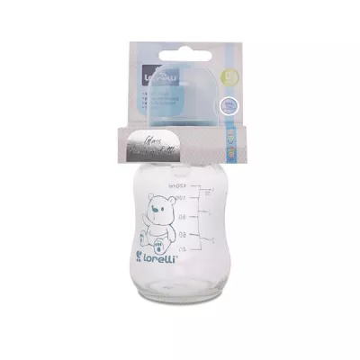 Biberoane, tetine si accesorii - Biberon din sticla 120 ml Moonlight Blue, bebelorelli.ro