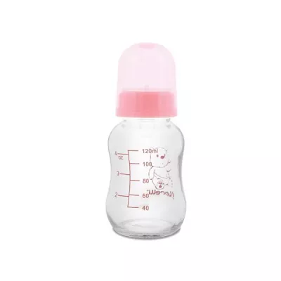 Biberon din sticla cu capac, 120 ml, Blush Pink