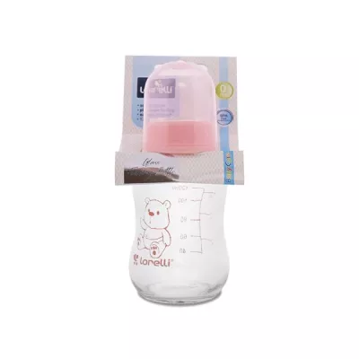 Biberoane - Biberon din sticla cu capac, 120 ml, Blush Pink, bebelorelli.ro