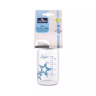 Biberon din sticla cu tetina anticolici, 120 ml, Blue