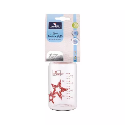 Biberon din sticla cu tetina anticolici, 120 ml, Pink