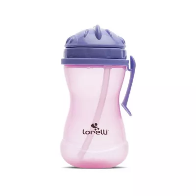 Biberoane - Biberon sport cu clips lateral, cu pai moale si flexibil, capac de protectie rotativ, 360 ml, Purple Pink, bebelorelli.ro