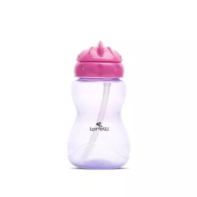 Biberon sport, cu pai moale si flexibil, capac de protectie rotativ, 275 ml, Pink Purple