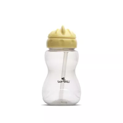 Biberoane, tetine si accesorii - Biberon sport, cu pai moale si flexibil, capac de protectie rotativ, 275 ml, Yellow Grey, bebelorelli.ro