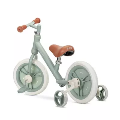 Biciclete - Bicicleta de echilibru 2in1, Energy, include pedale si roti auxiliare, potrivit 2-5 Ani, Green, bebelorelli.ro