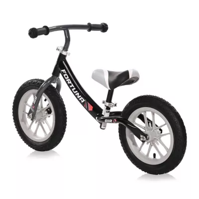 Biciclete - Bicicleta de echilibru, Fortuna Air, 2-5 Ani, 12 inch, anvelope cu camera, jante cu leduri, Black & Grey, bebelorelli.ro