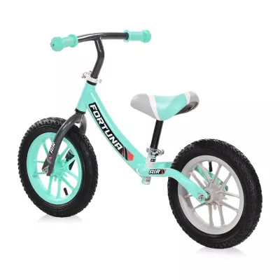 Bicicleta de echilibru, Fortuna Air, 2-5 Ani, 12 inch, anvelope cu camera, jante cu leduri, Grey & Green