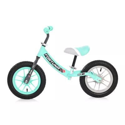 Bicicleta de echilibru, Fortuna Air, 2-5 Ani, 12 inch, anvelope cu camera, jante cu leduri, Grey & Green
