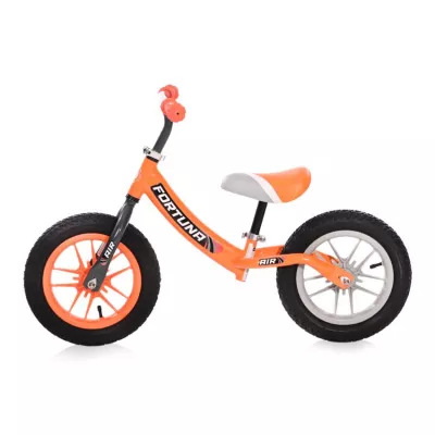 Bicicleta de echilibru, Fortuna Air, 2-5 Ani, 12 inch, anvelope cu camera, jante cu leduri, Grey & Orange