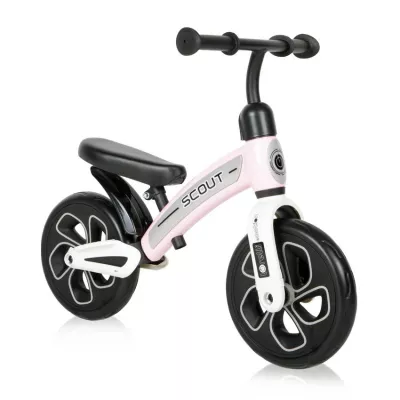 Biciclete - Bicicleta de echilibru Scout, de la 2 ani pana la 4 ani, roti mari, sa reglabila, Roz cu Alb, bebelorelli.ro