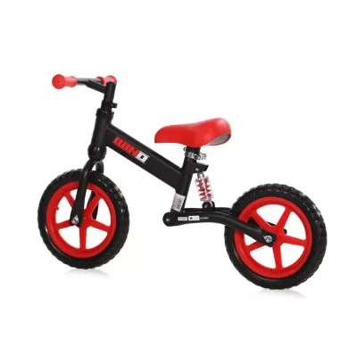 Biciclete - Bicicleta de echilibru Wind, de la 2 ani pana la 5 ani, cadru cu amortizor, roti mari, sa reglabila, Rosu cu Negru, bebelorelli.ro