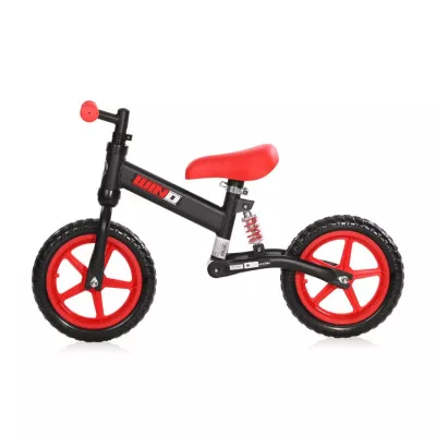 Bicicleta de echilibru Wind, de la 2 ani pana la 5 ani, cadru cu amortizor, roti mari, sa reglabila, Rosu cu Negru