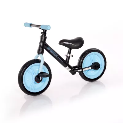 Biciclete - Bicicleta de tranzitie 2in1, Energy, cu pedale si roti auxiliare, Black & Blue, bebelorelli.ro