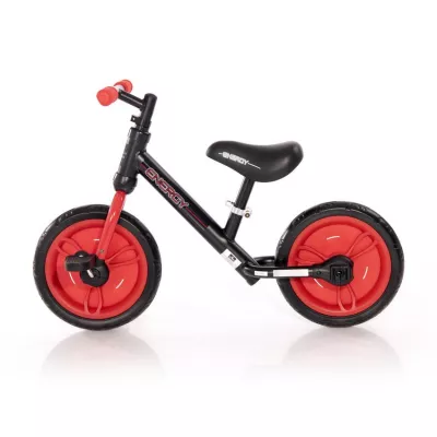 Bicicleta de tranzitie 2in1  Energy, cu pedale si roti ajutatoare, de la 2 ani pana la 5 ani, Rosu cu Negru