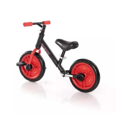 Bicicleta de tranzitie 2in1  Energy, cu pedale si roti ajutatoare, de la 2 ani pana la 5 ani, Rosu cu Negru