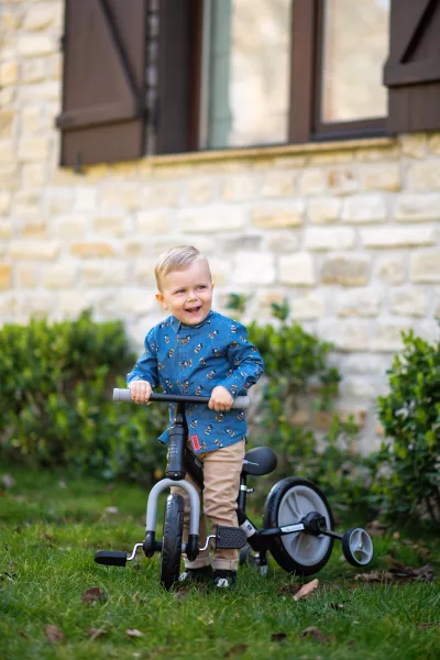 Bicicleta de tranzitie 2in1  Energy, cu pedale si roti ajutatoare, de la 2 ani pana la 5 ani, Rosu cu Negru