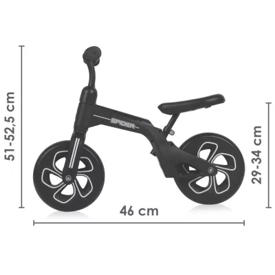 Bicicleta de tranzitie 2in1, Spider, fara pedale, roti mari, Black