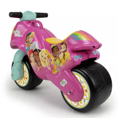 Moto Ride-on Neox fara pedale pentru copii, Injusa, licenta Disney, Princess, 18-36 luni, Roz cu Verde