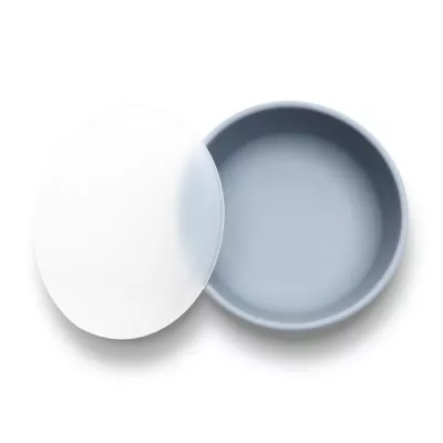 Articole de hranire 0-3 ani - Bol de hranire cu capac, din silicon natural, cu ventuza, 6 luni+, Grey, bebelorelli.ro