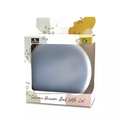 Bol de hranire cu capac, din silicon natural, cu ventuza, 6 luni+, Grey