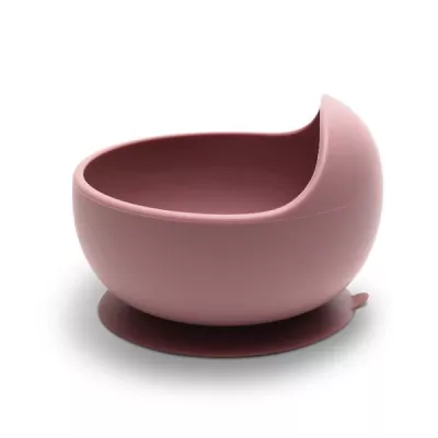 Bol de hranire din silicon natural, cu ventuza, 6 luni+, Pink