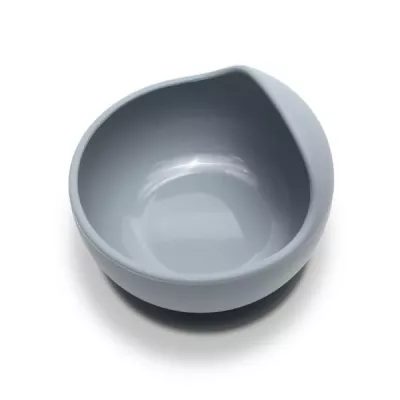 Bol de hranire din silicon natural, cu ventuza, 6 luni+, Grey