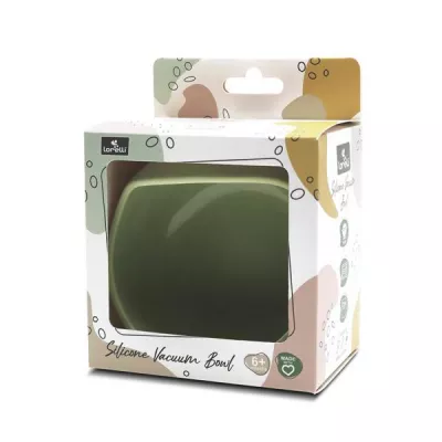 Bol de hranire din silicon natural, cu ventuza, 6 luni+, Fresh Green