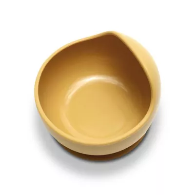 Articole hranire copii - Bol de hranire din silicon natural, cu ventuza, 6 luni+, Yellow, bebelorelli.ro