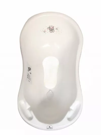 Lichidare de Stoc - Cada 84 cm cu dop de scurgere si baza antialunecare, Bear White, bebelorelli.ro