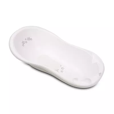 Cadita bebe, 100 x 51 x 31 cm, cu dop de scurgere si baza antialunecare, Little Stars White
