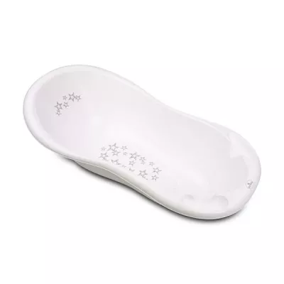 Cadite si suporturi cadite - Cadita bebe, 100 x 51 x 31 cm, cu dop de scurgere si baza antialunecare, Little Stars White, bebelorelli.ro