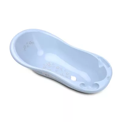 Cadite si suporturi cadite - Cadita bebe, 100 x 51 x 31 cm, cu dop de scurgere si baza antialunecare, Little Stars Blue, bebelorelli.ro