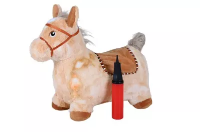 Calut gonflabil din plus pentru sarit, Knorr Toys, include pompa de aer, husa moale detasabila din material textil, 63x26x52 cm, pana la 50 kg, 12 Luni+, Beige